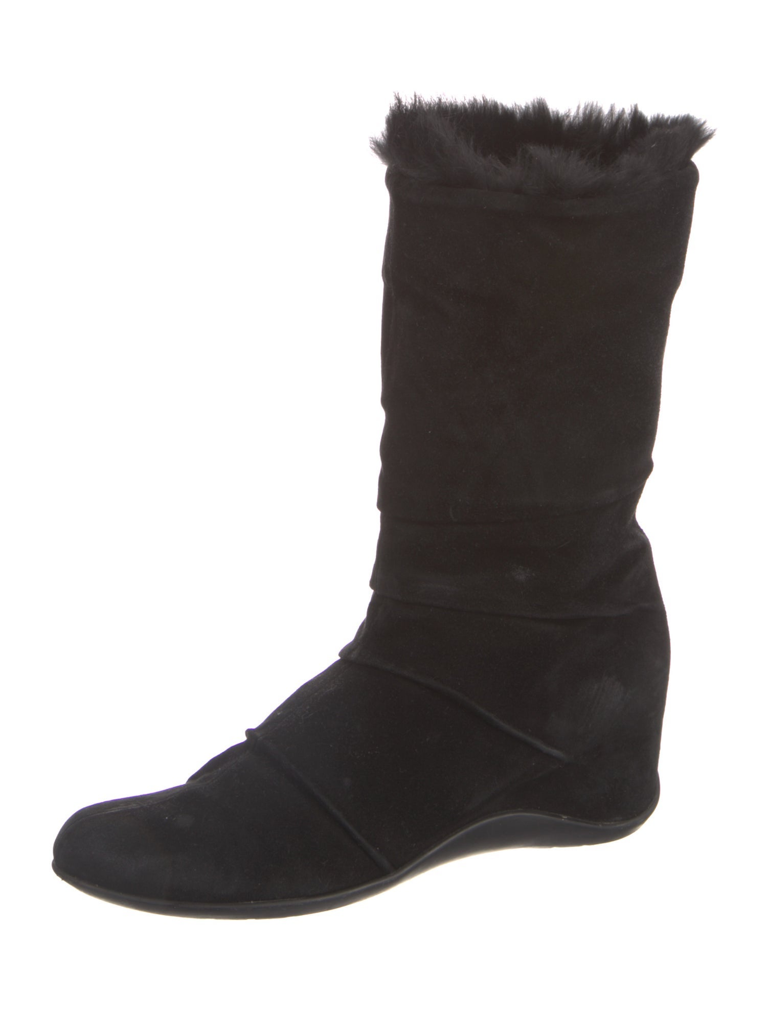 Aquatalia Suede Faux Fur Trim Boots