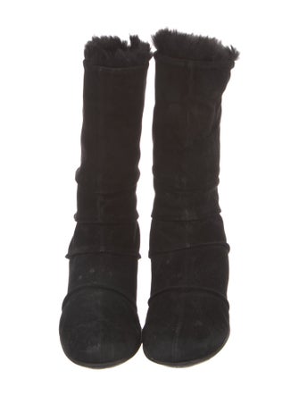 Aquatalia Suede Faux Fur Trim Boots