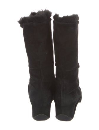 Aquatalia Suede Faux Fur Trim Boots