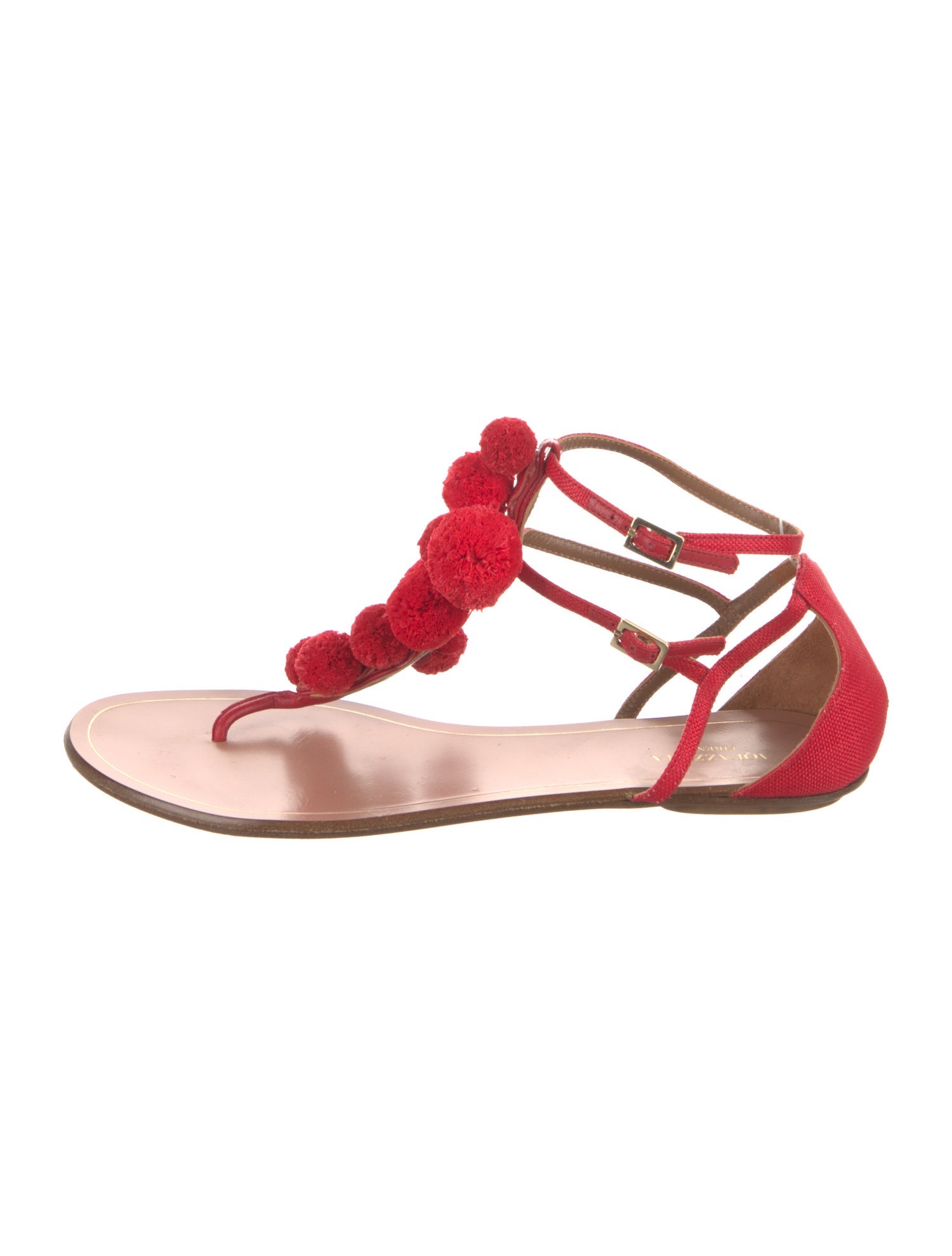 Aquazzura Canvas Pom-Pom Embellishments Flats