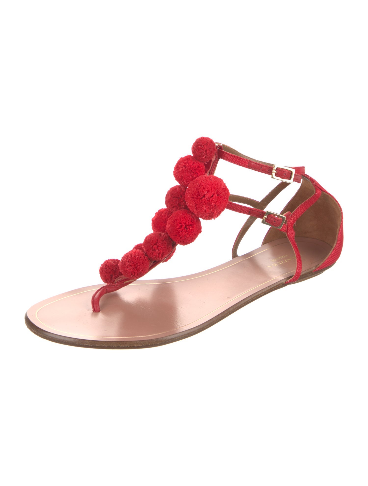Aquazzura Canvas Pom-Pom Embellishments Flats