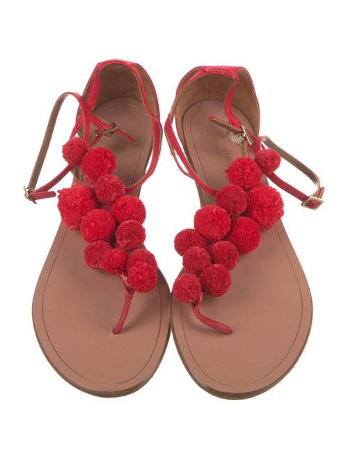 Aquazzura Canvas Pom-Pom Embellishments Flats