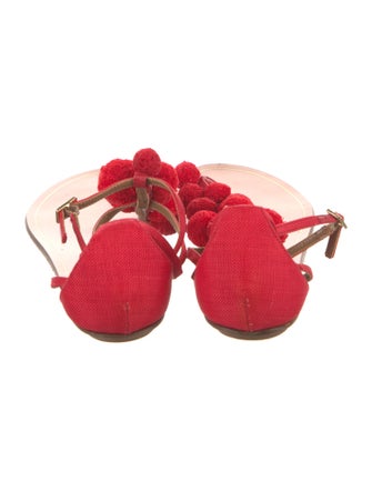 Aquazzura Canvas Pom-Pom Embellishments Flats