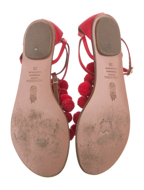 Aquazzura Canvas Pom-Pom Embellishments Flats