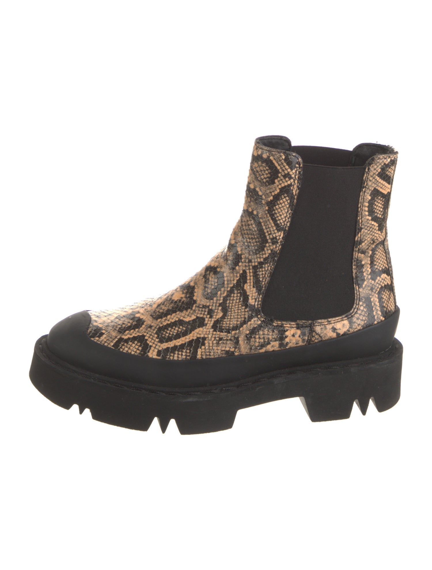 Aquatalia Leather Animal Print Combat Boots