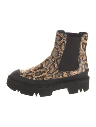 Aquatalia Leather Animal Print Combat Boots
