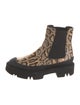 Aquatalia Leather Animal Print Combat Boots