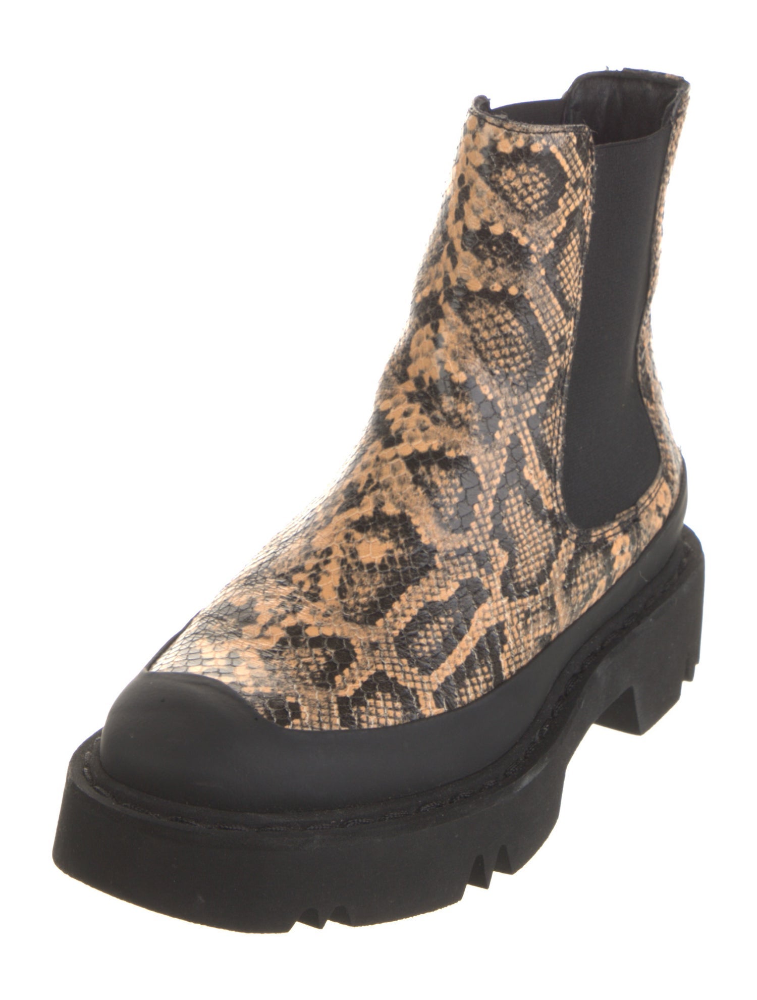 Aquatalia Leather Animal Print Combat Boots