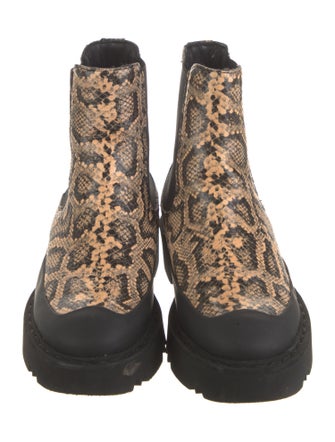 Aquatalia Leather Animal Print Combat Boots