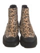 Aquatalia Leather Animal Print Combat Boots