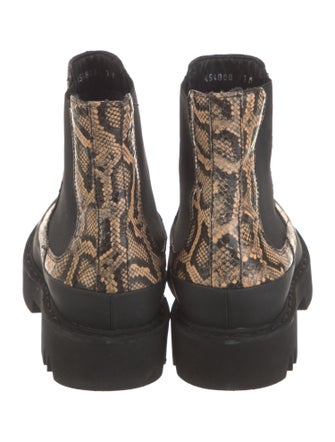 Aquatalia Leather Animal Print Combat Boots
