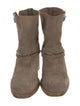 Aquatalia Suede Chain-Link Accents Moto Boots