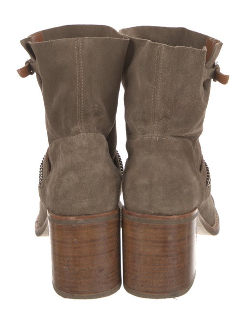 Aquatalia Suede Chain-Link Accents Moto Boots