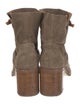 Aquatalia Suede Chain-Link Accents Moto Boots