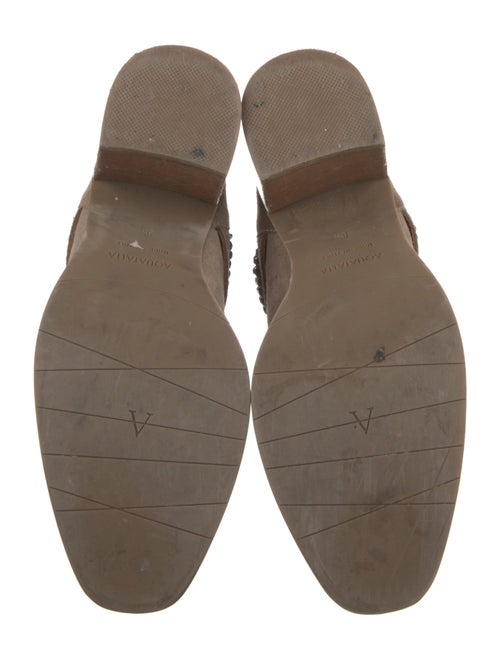 Aquatalia Suede Chain-Link Accents Moto Boots