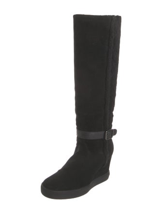 Aquatalia Quilted Pattern Suede Rain Boots