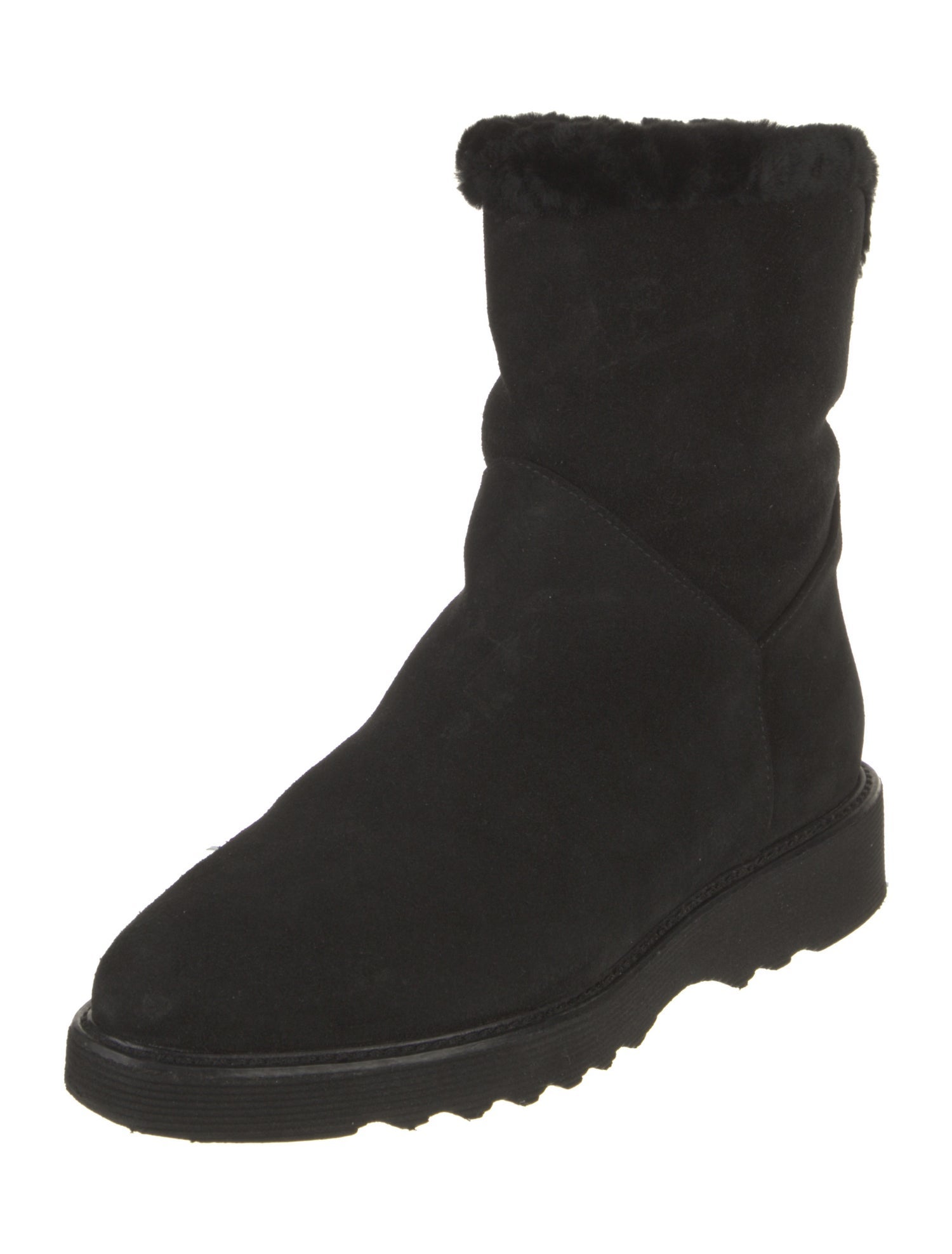 Aquatalia Suede Faux Fur Trim Boots