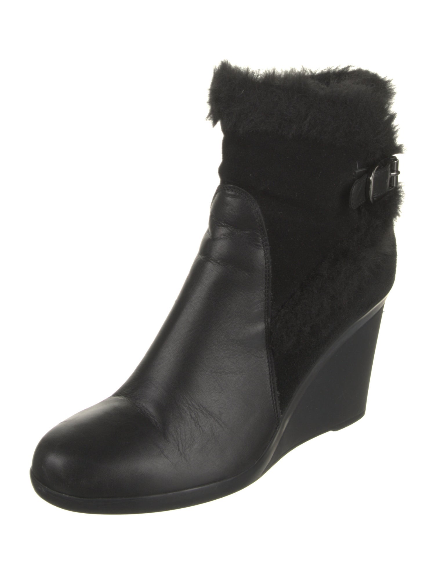 Aquatalia Leather Fur Trim Boots