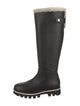 Aquatalia Leather Fur Trim Riding Boots