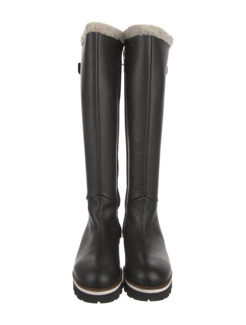 Aquatalia Leather Fur Trim Riding Boots