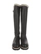 Aquatalia Leather Fur Trim Riding Boots