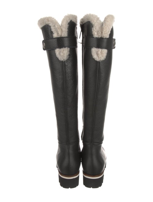 Aquatalia Leather Fur Trim Riding Boots