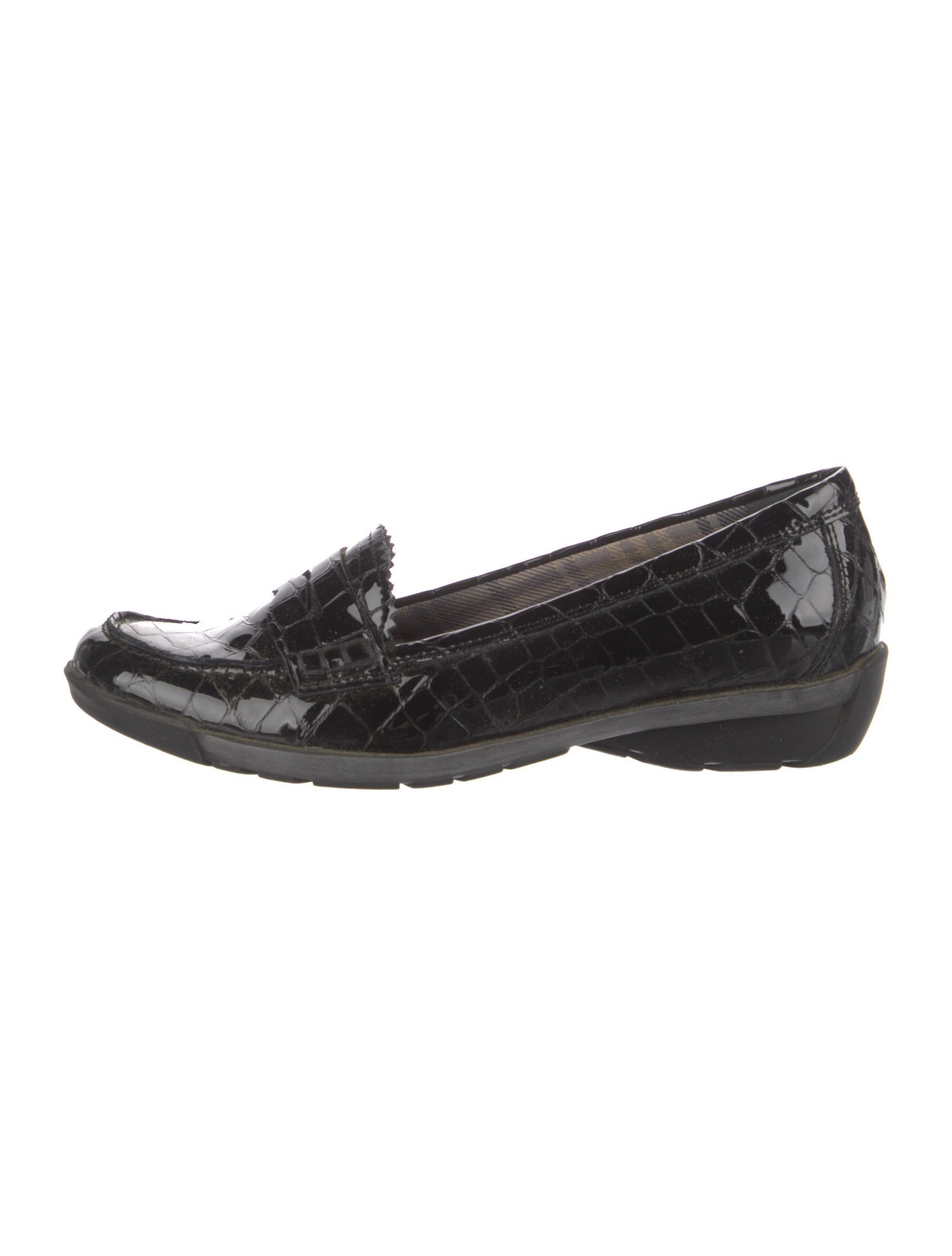 Aquatalia Patent Leather Scalloped Accent Loafers
