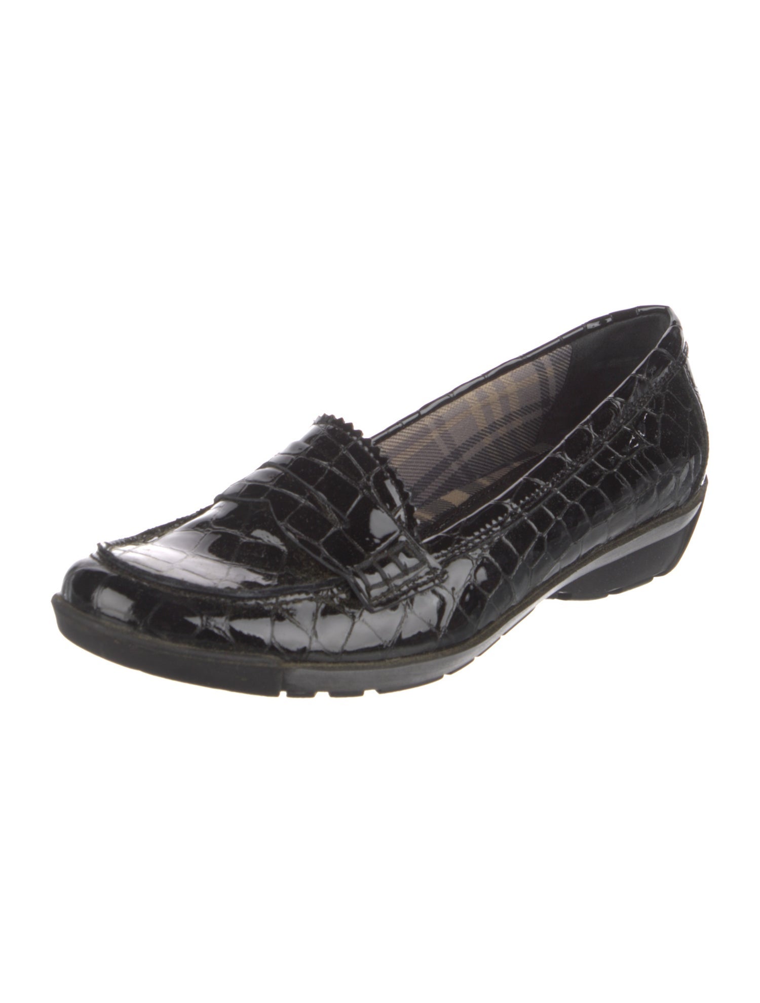 Aquatalia Patent Leather Scalloped Accent Loafers