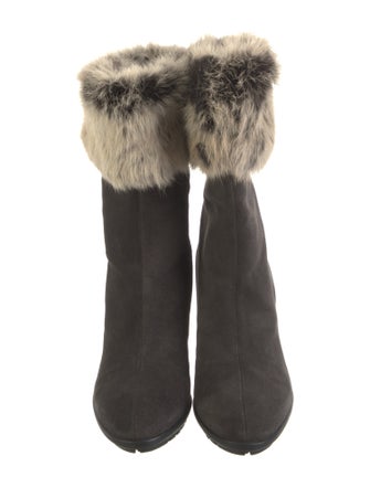 Aquatalia Suede Fur Trim Boots