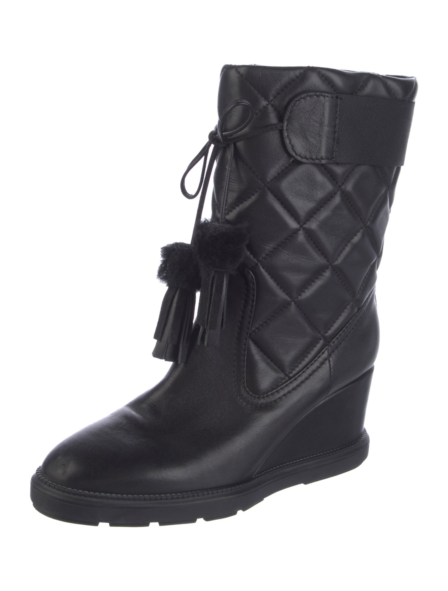 Aquatalia Leather Tassel Accents Lace-Up Boots