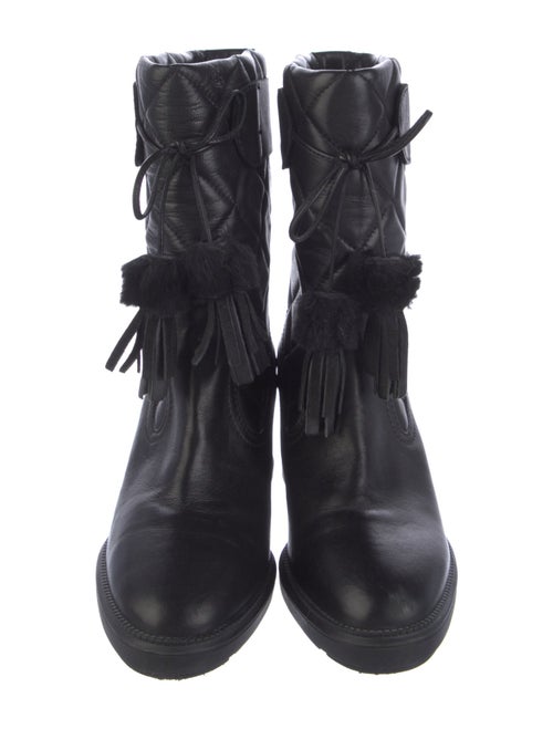 Aquatalia Leather Tassel Accents Lace-Up Boots