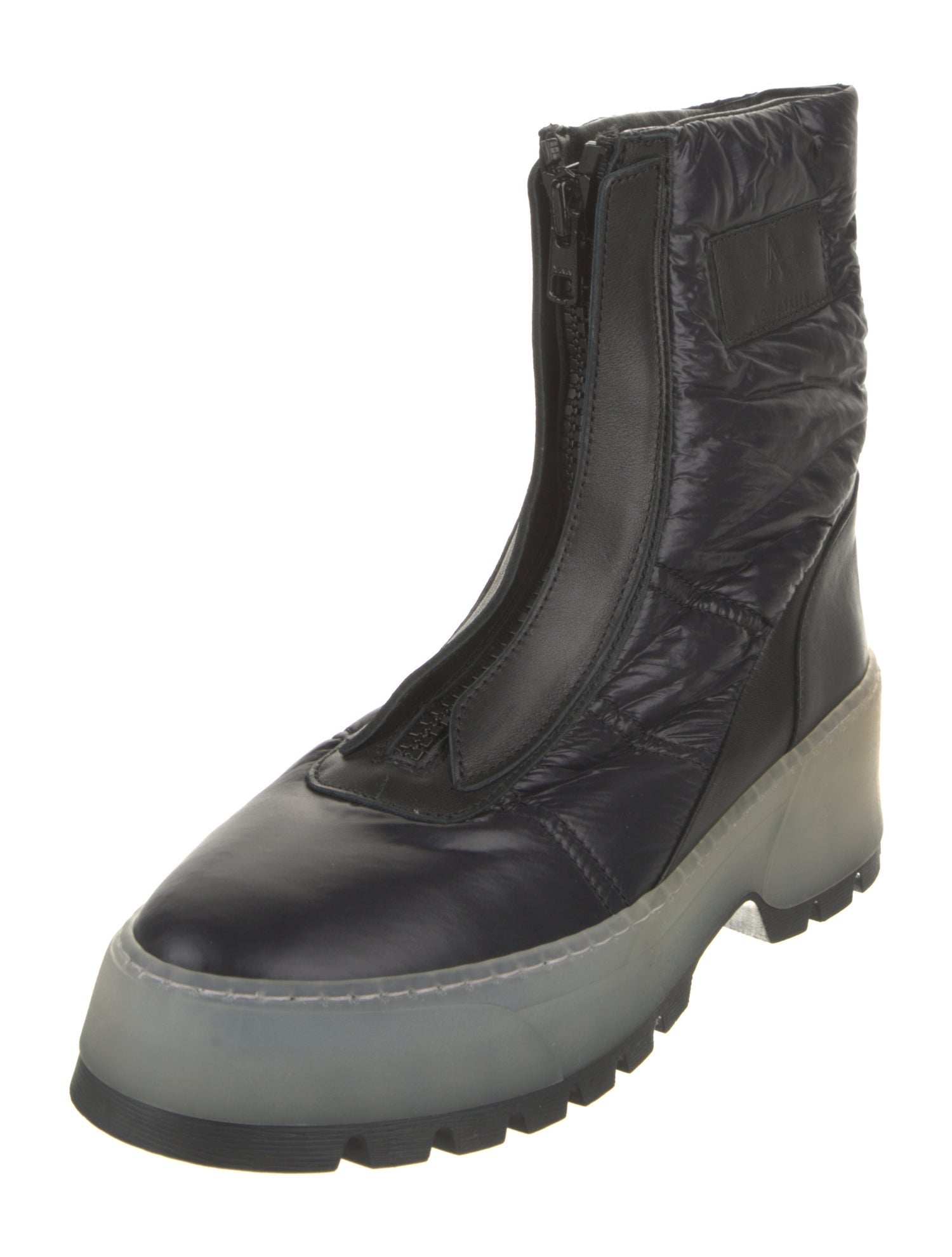 Aquatalia Leather Colorblock Pattern Combat Boots