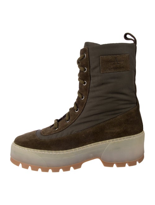 Aquatalia Suede Colorblock Pattern Combat Boots