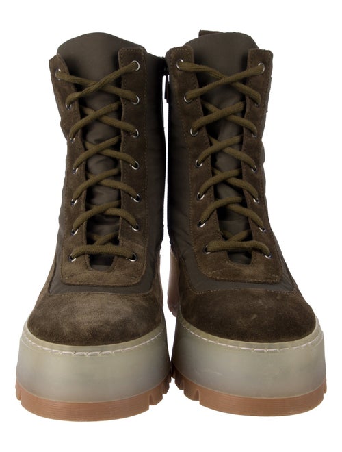 Aquatalia Suede Colorblock Pattern Combat Boots
