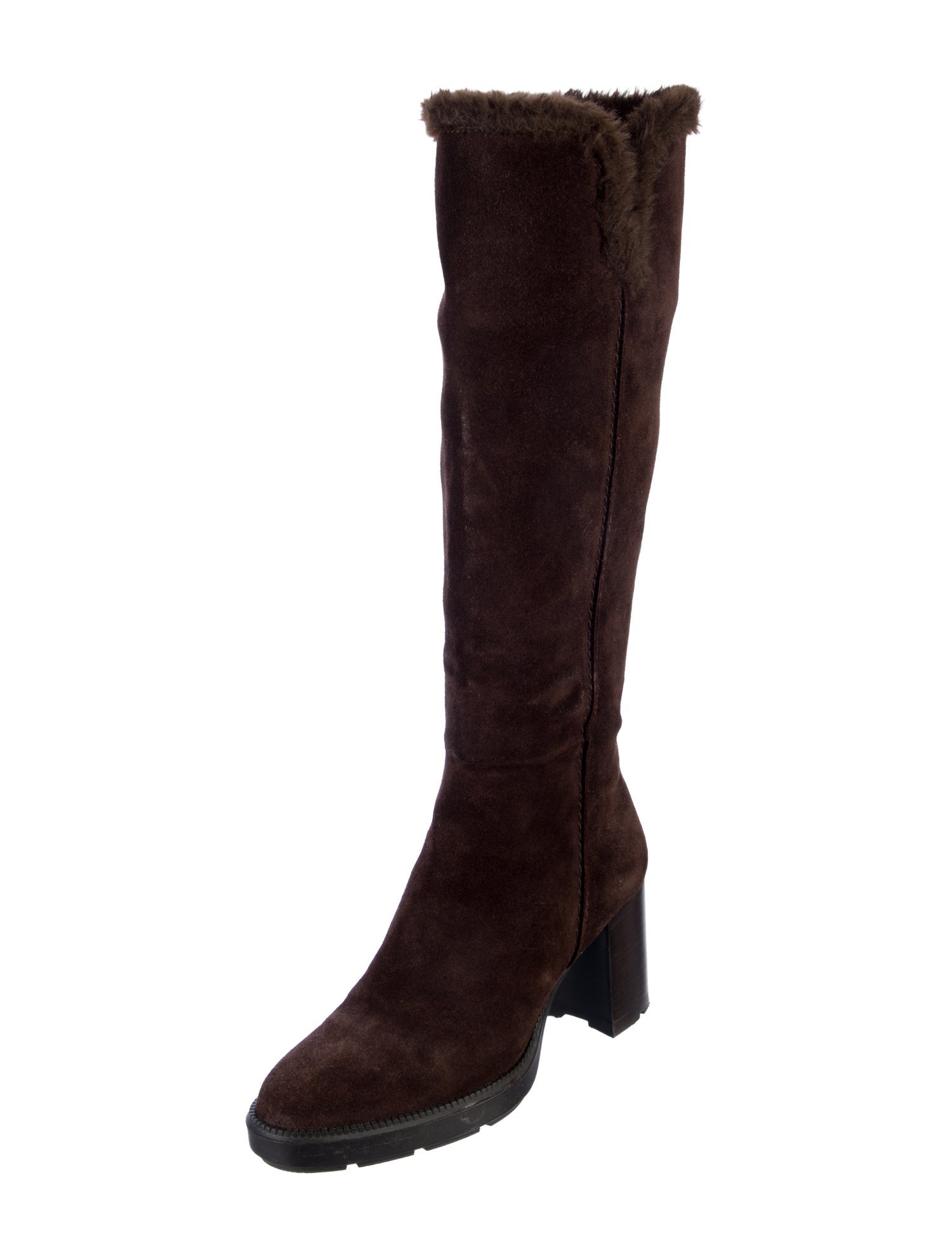 Aquatalia Suede Fur Trim Boots