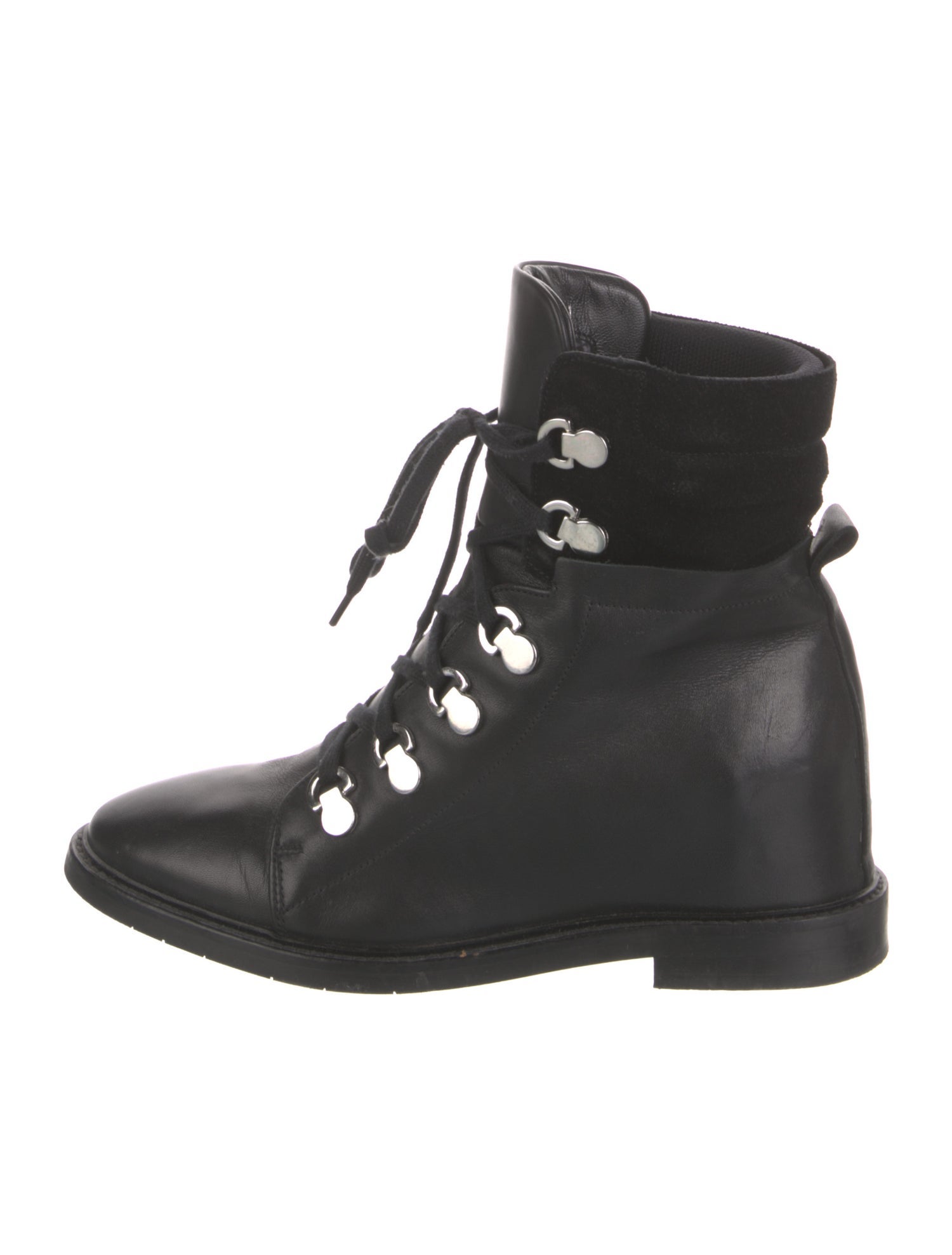 Aquatalia Leather Whipstitch Trim Combat Boots