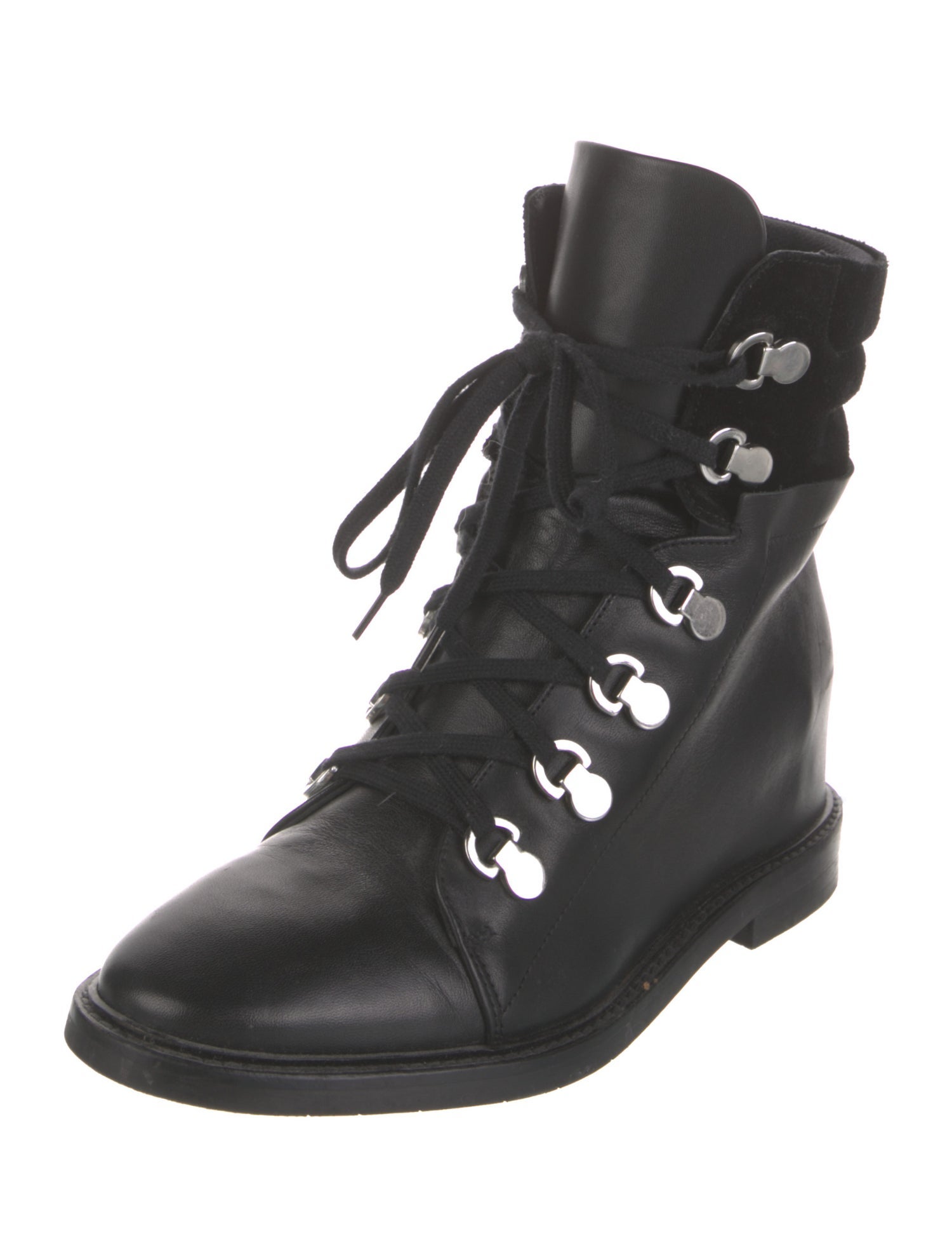 Aquatalia Leather Whipstitch Trim Combat Boots