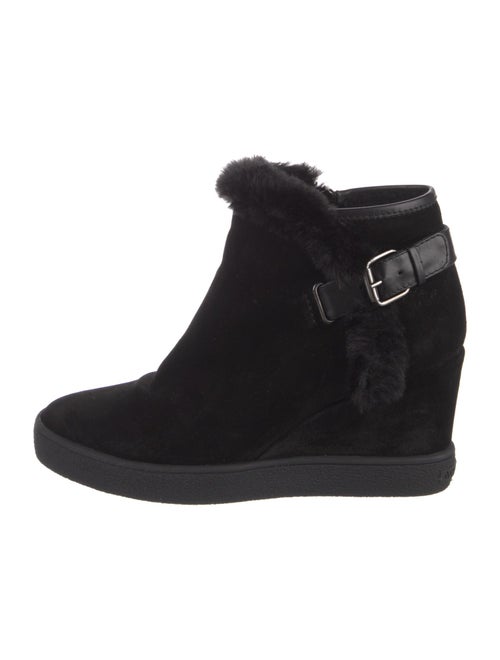 Aquatalia Suede Faux Fur Trim Lace-Up Boots