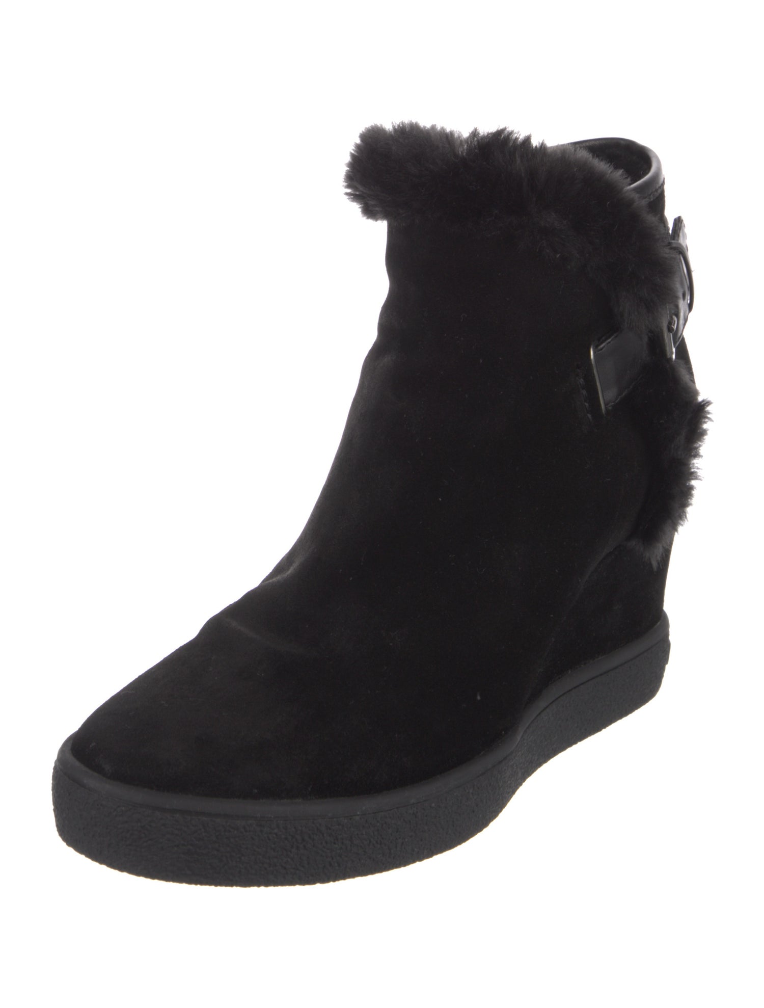 Aquatalia Suede Faux Fur Trim Lace-Up Boots