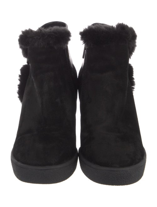 Aquatalia Suede Faux Fur Trim Lace-Up Boots