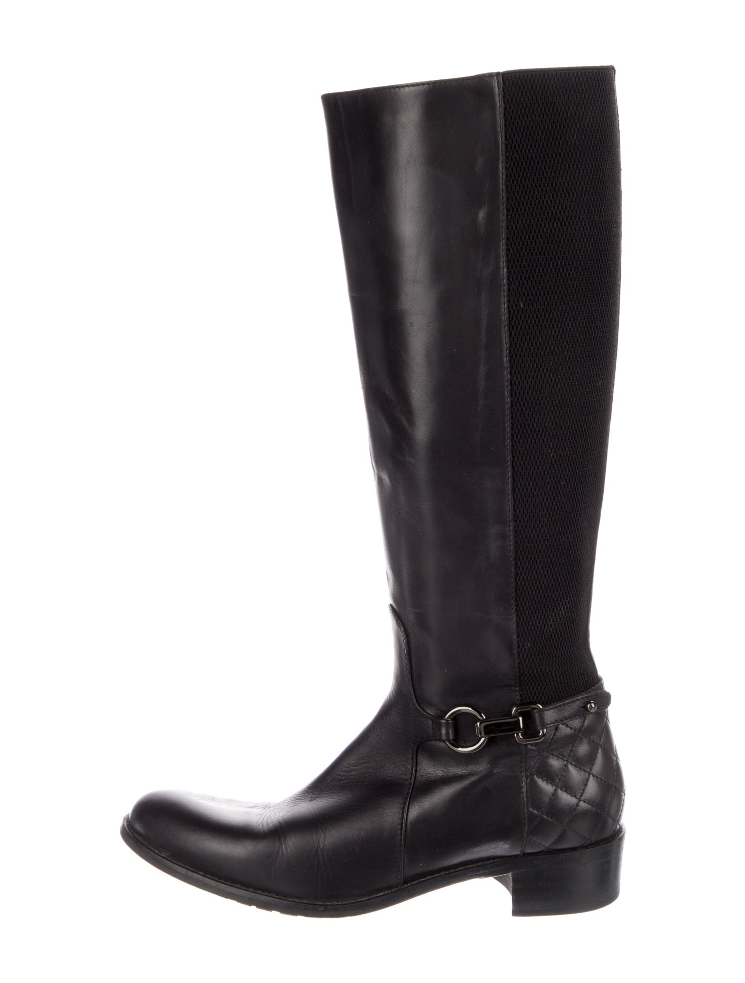 Aquatalia Quilted Pattern Leather Riding Boots