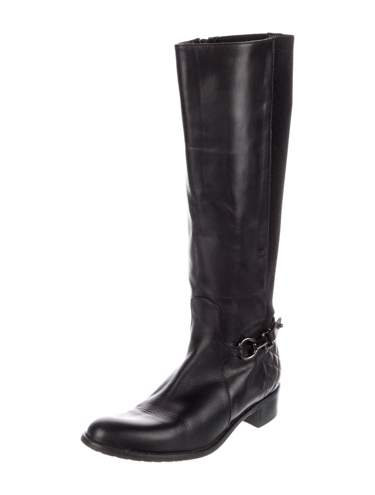 Aquatalia Quilted Pattern Leather Riding Boots
