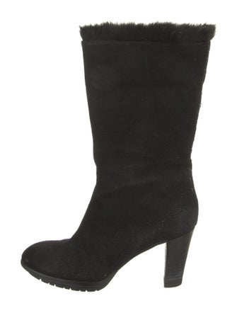 Aquatalia Suede Fur Trim Boots