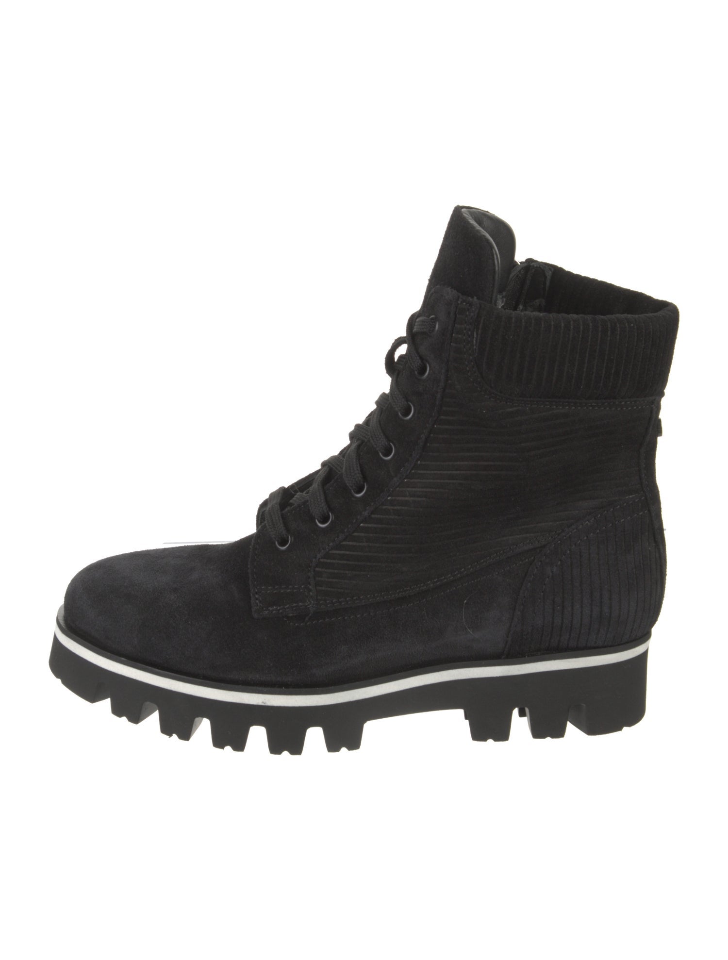 Aquatalia Suede Striped Combat Boots