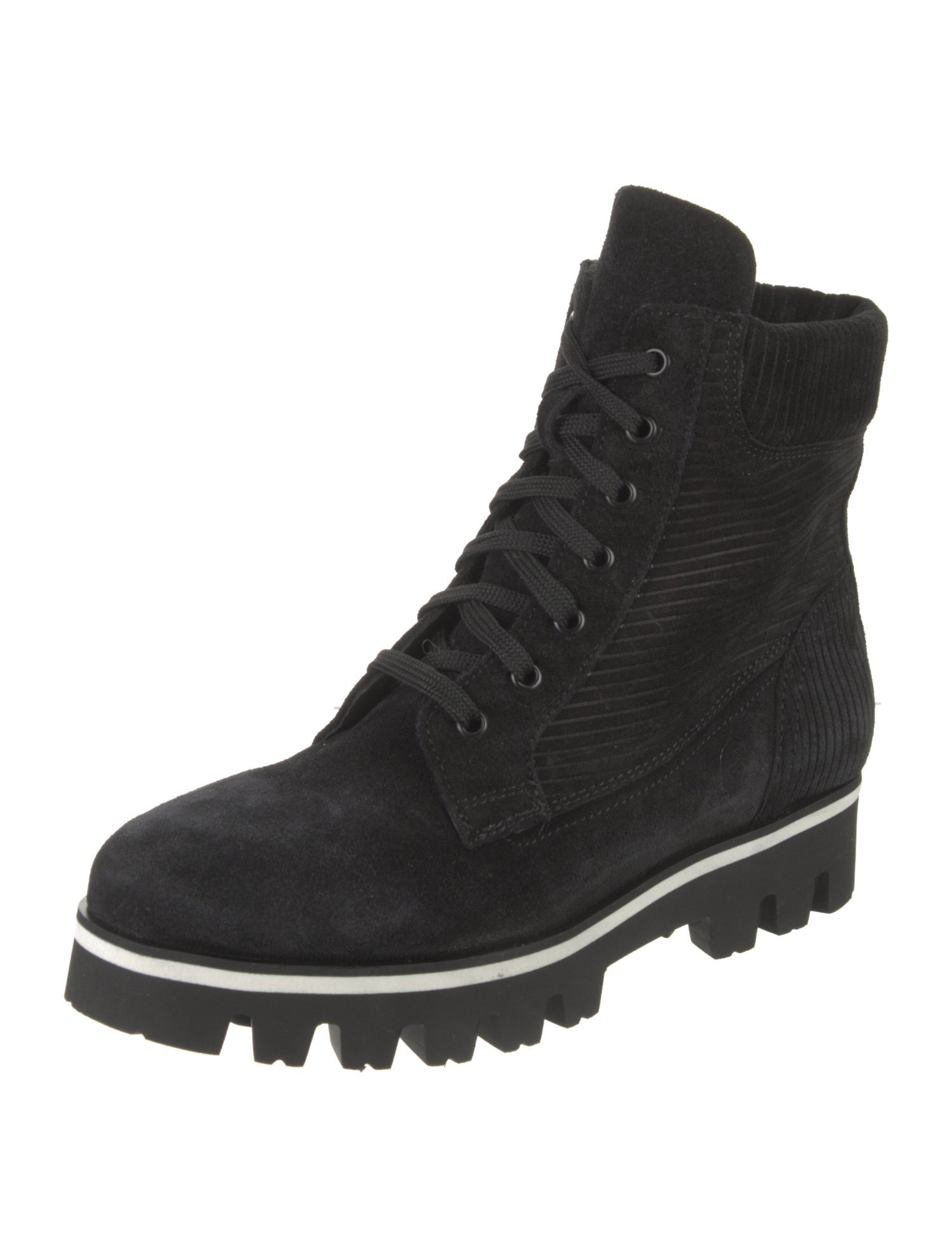 Aquatalia Suede Striped Combat Boots