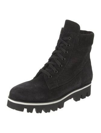 Aquatalia Suede Striped Combat Boots