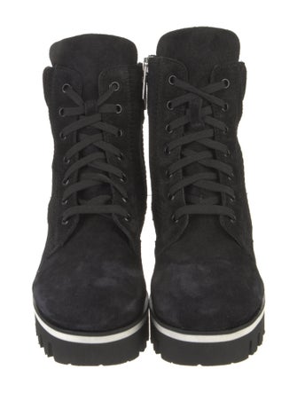 Aquatalia Suede Striped Combat Boots