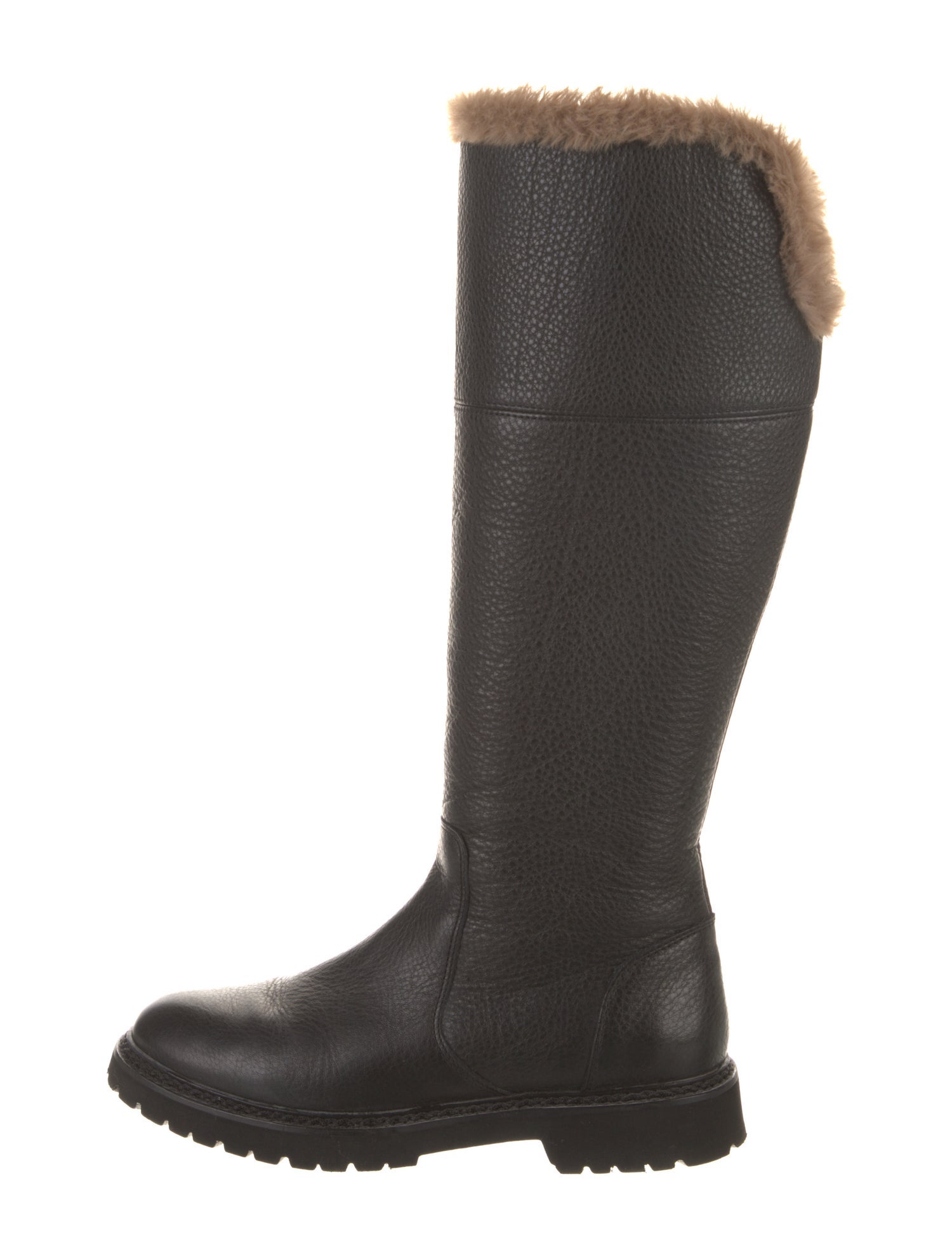 Aquatalia Leather Faux Fur Trim Riding Boots