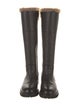 Aquatalia Leather Faux Fur Trim Riding Boots