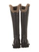 Aquatalia Leather Faux Fur Trim Riding Boots